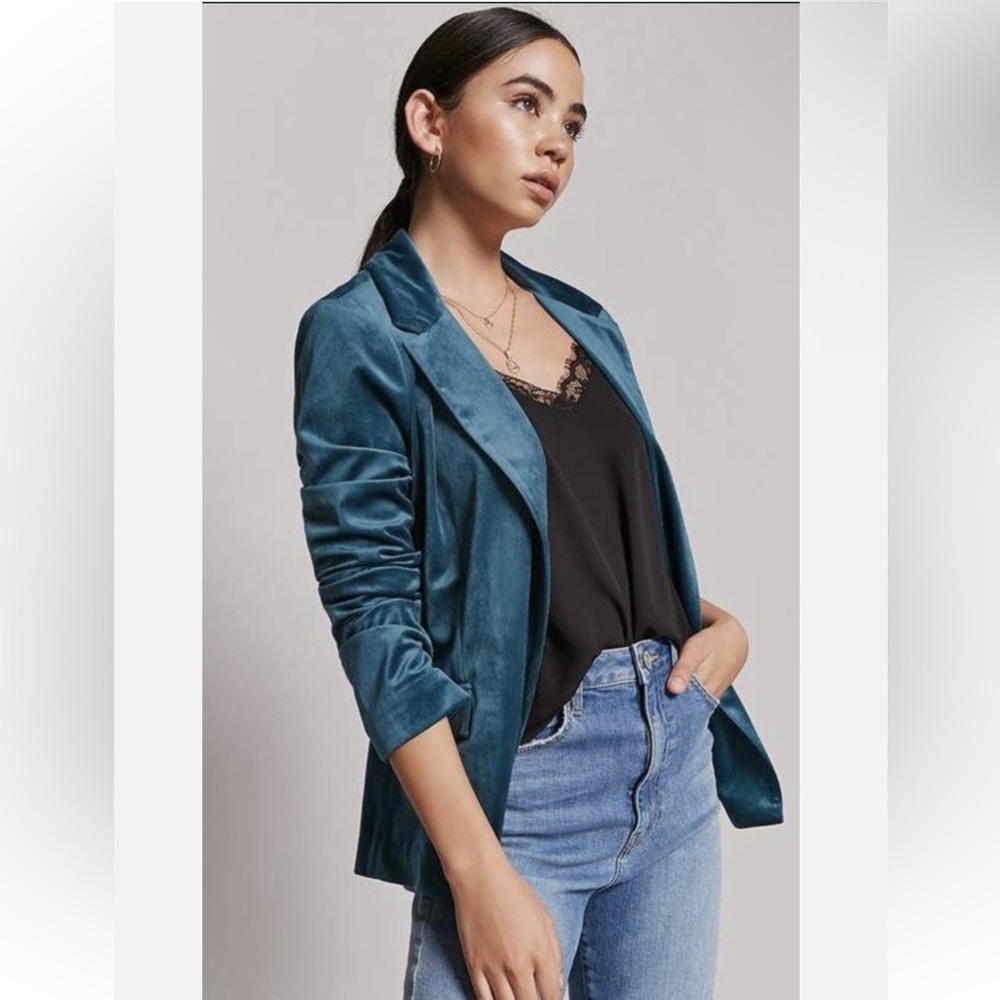Teal Women's Velvet Blazer